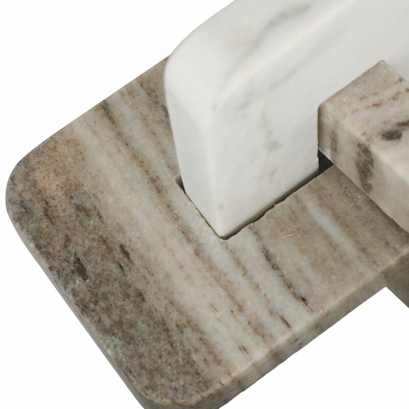 9" Onyx & White Marble Knot, White/tan image number 4
