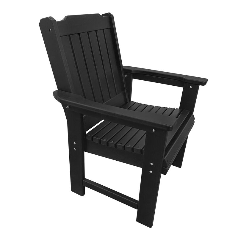 HDPE Patio Dinning Chair, Outdoor Chair with 18/8 Stainless Steel Hardware, Heavy Duty 600 LBS, for Outdoor Patio Garden Yard (Matte Black)