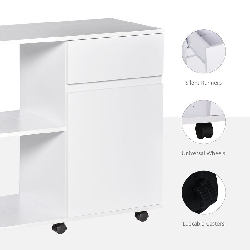 Filing Cabinet/Printer Stand with Open Storage Shelves, for Home or Office Use, Including an Easy Drawer, White image number 5