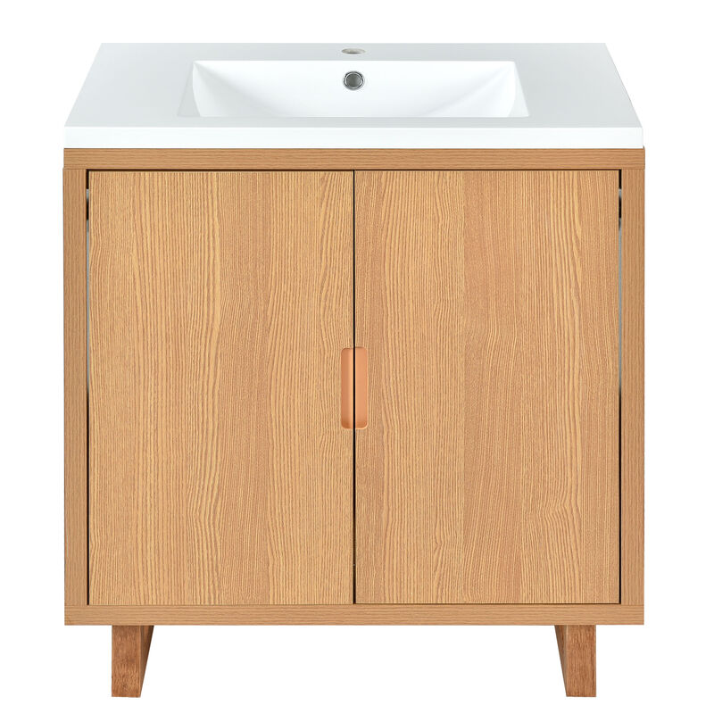 Modern 30-Inch Bathroom Vanity with Solid Wood Frame