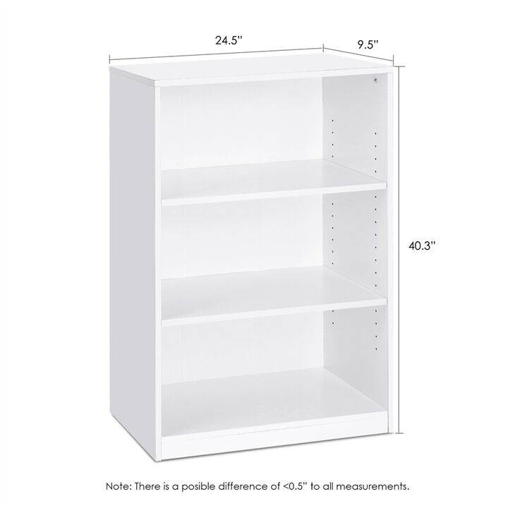 JAYA Simple Home 3-Shelf Bookcase, White