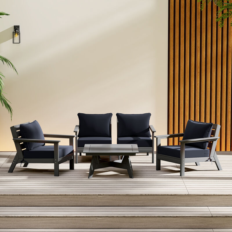 WestinTrends Outdoor 5-Piece Modular Sectional Patio Furniture Sofa Set