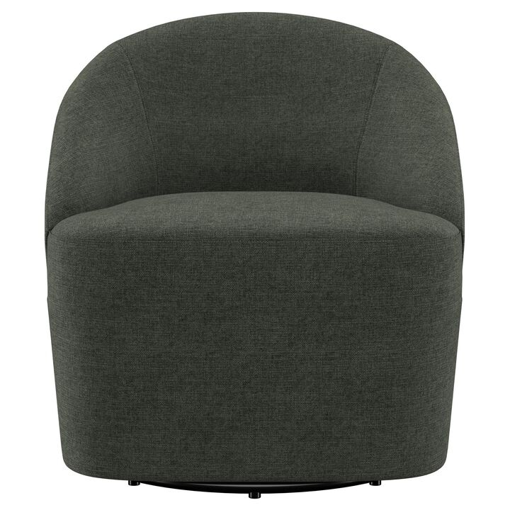 Lenie Barrel Accent Swivel Chair, Modern Minimal Shape, Dark Green