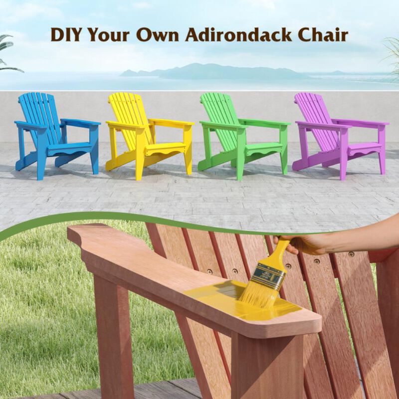 Hivvago Solid Wood Adirondack Chair with High  Backrest and Wide Armrests