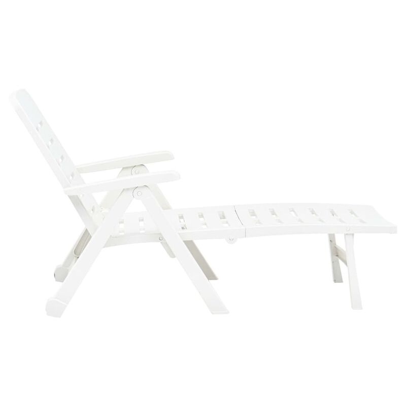 Sunlounger White Plastic Standard Foldable Folding Sun Lounger