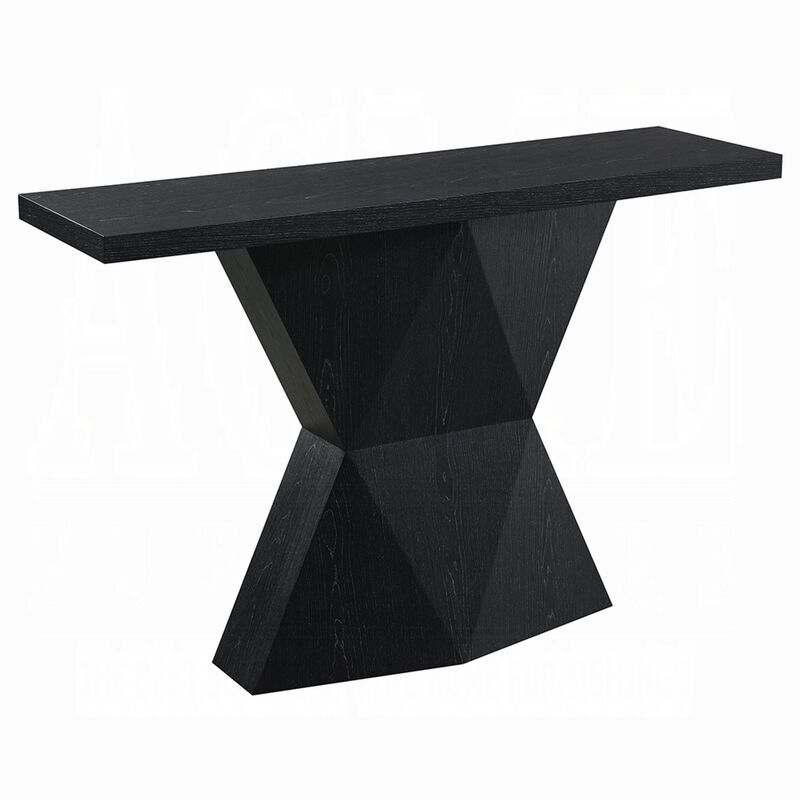 Kia Sofa Console Table, 47 Inch Top, Geometric Pedestal Base, Black image number 0