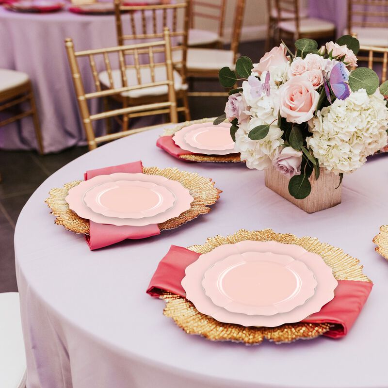 Pearl Pink Round Lotus Plastic Dinnerware Value Set (120 Sets) image number 8