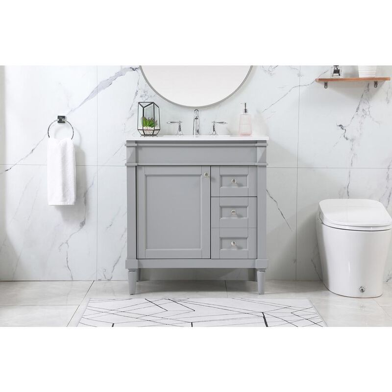 Elegant Kitchen and Bath 32 inch Single bathroom vanity in grey