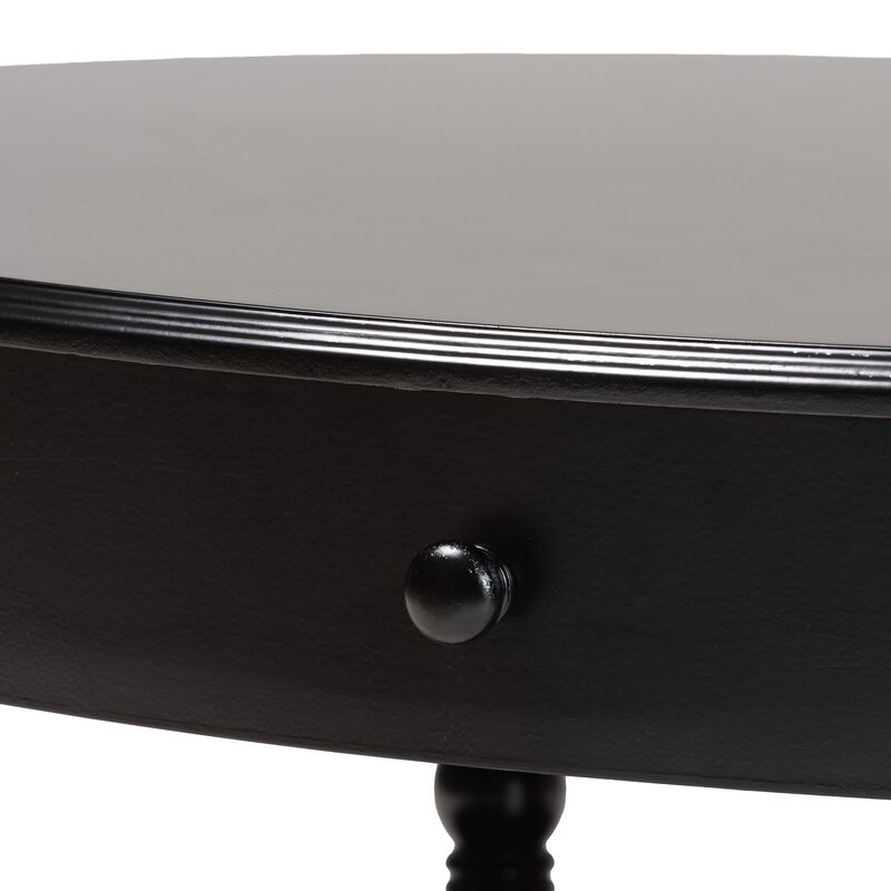 Baxton Studio Malinda Classic Black Wood 1 Drawer Coffee Table with Spindle Legs
