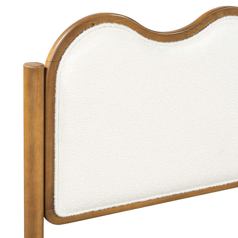 Christopher Knight Home Priscilla Modern Bed Frame with Boucle Upholstered  Wavy Headboard image number 5