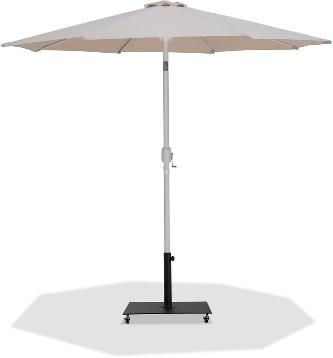 Meridian Furniture Fiji Beige Fabric / Matte Black Aluminum Patio Umbrella with Base Sets