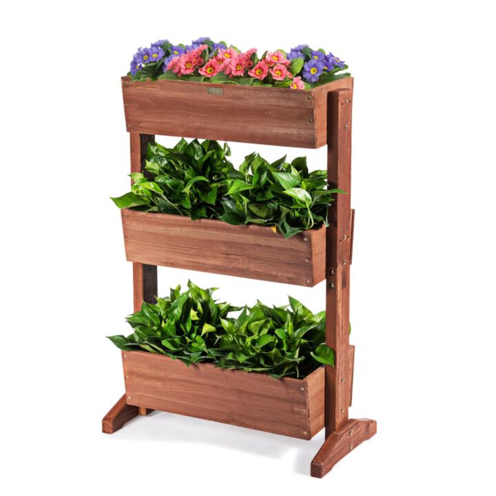 Hivvago 3-Tier Raised Garden Bed with Detachable Ladder and Adjustable Shelf
