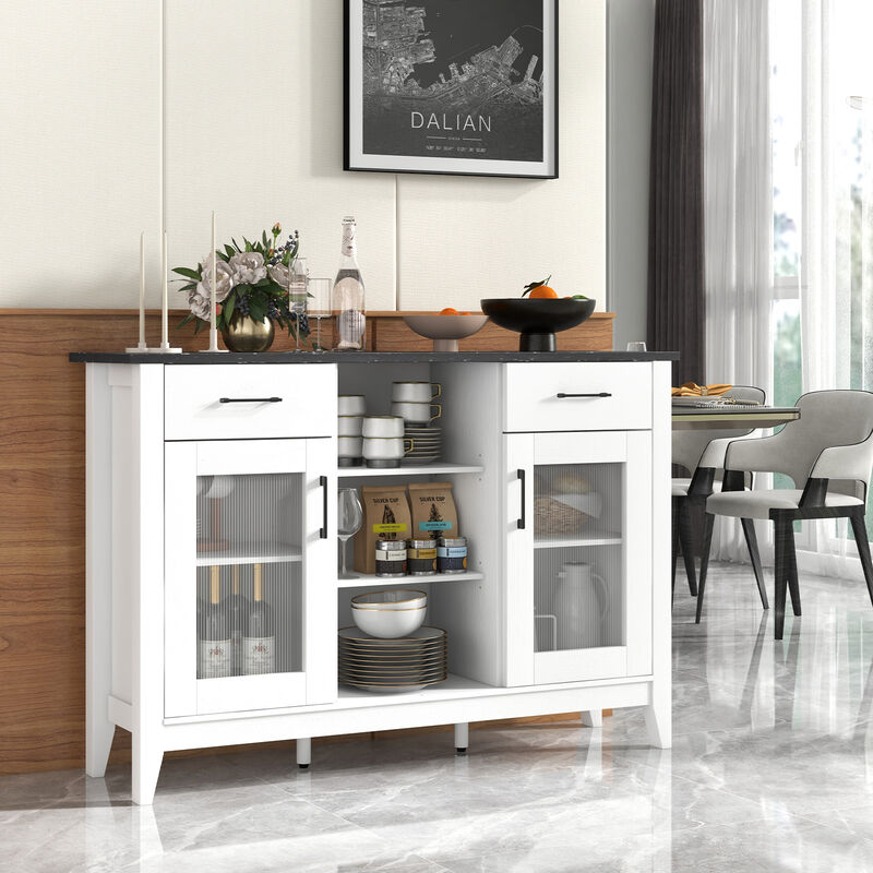 Sideboard Buffet Cabinet with 2 Drawers and 4 Adjustable Shelves