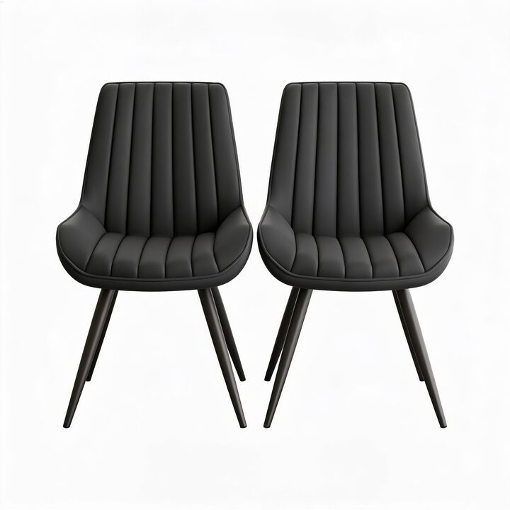 Modern Ribbed Fabric Upholstered Dining Chair Set of 4