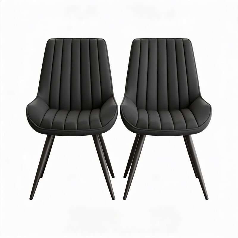 Modern Ribbed Fabric Upholstered Dining Chair Set of 4 image number 1
