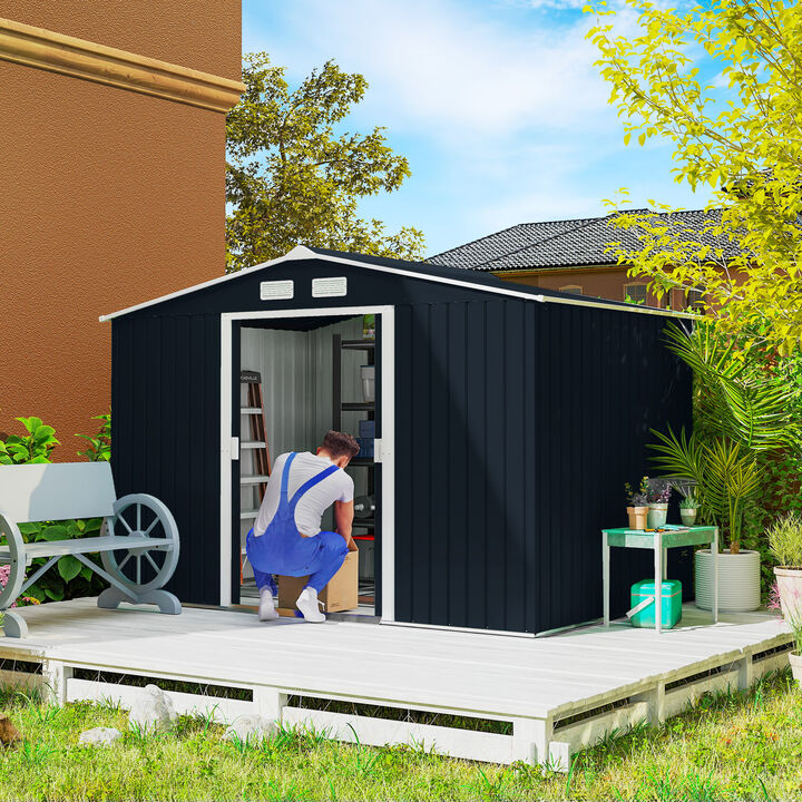 Hivvago 9' x 6' Garden Storage Shed with Double Locking Doors