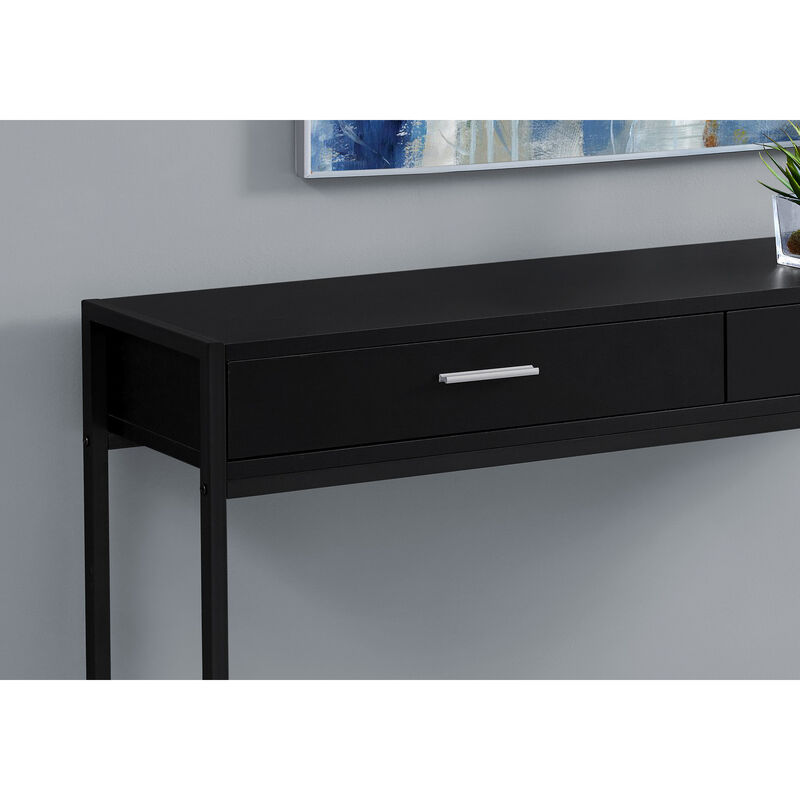 Monarch Specialties I 3512 Accent Table, Console, Entryway, Narrow, Sofa, Storage Drawer, Living Room, Bedroom, Metal, Laminate, Black, Contemporary, Modern