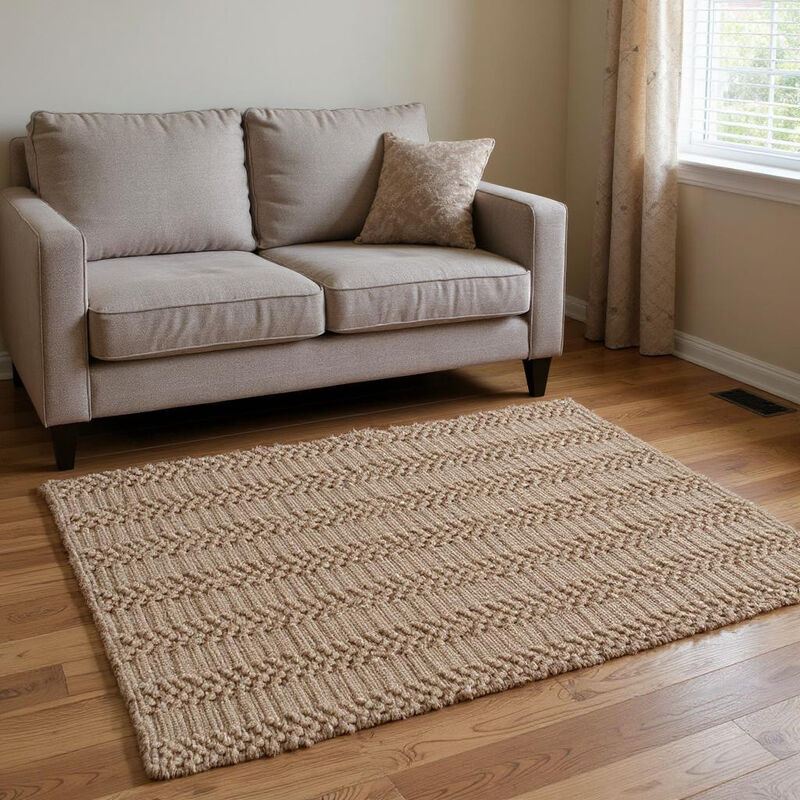HomeRoots Jute Abstract Hand Woven Area Rug image number 1