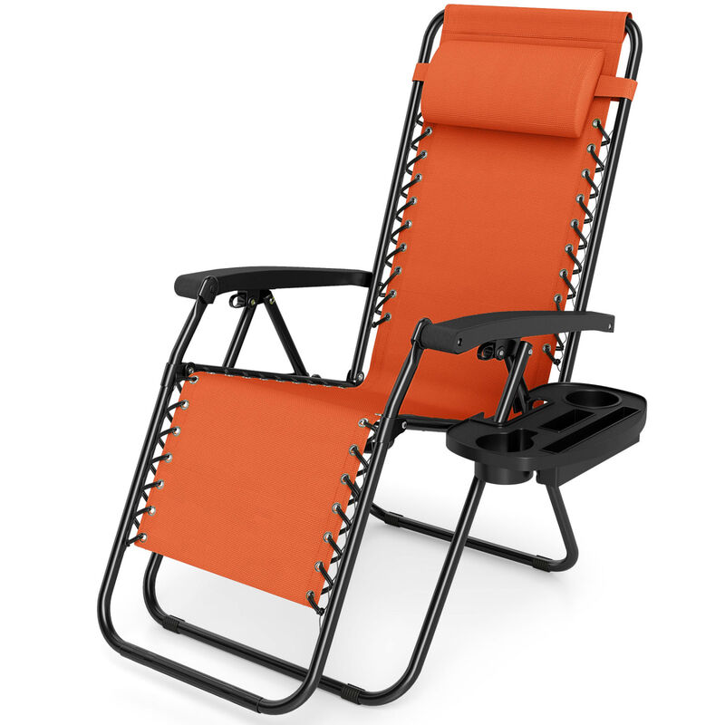 Outdoor Zero Gravity Chairs with Cup Holder and Adjustable Back image number 0