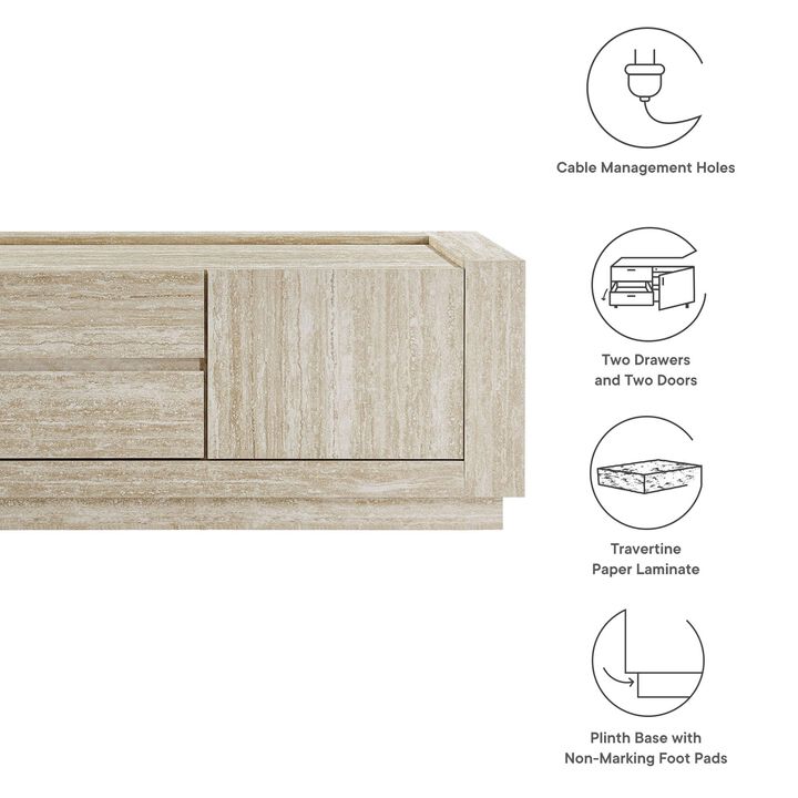 Modway Hollis TV Console with Faux in Travertine