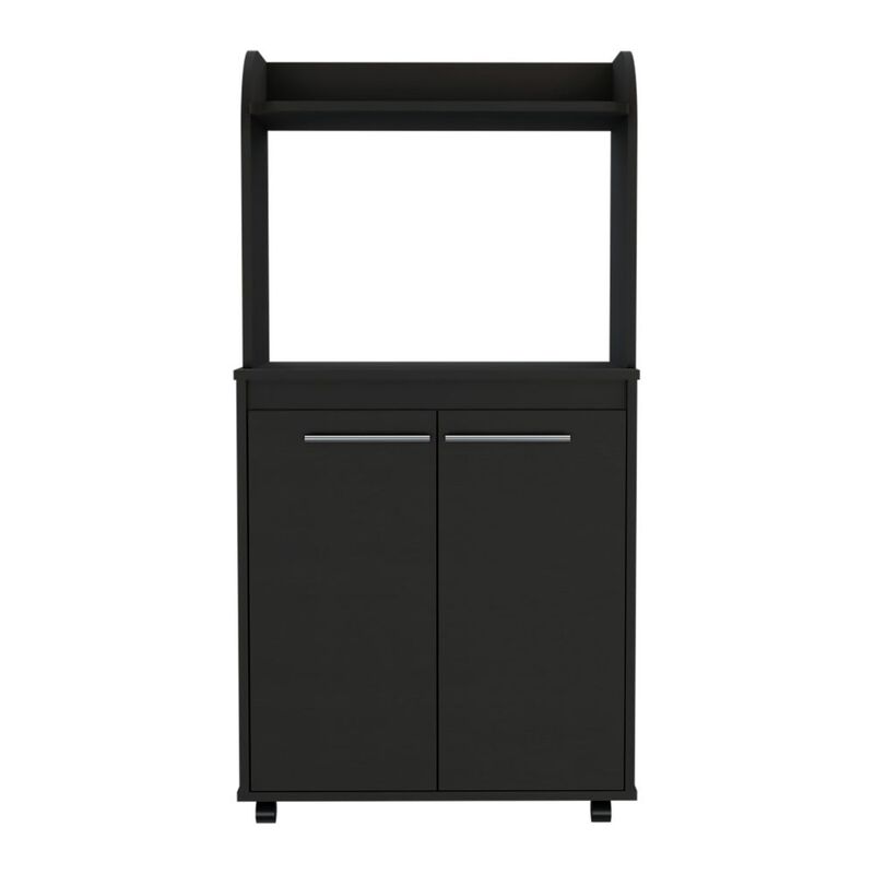 DEPOT E-SHOP Lucca Kitchen Cart, Double Door Cabinet, One Open Shelf, Two Interior Shelves