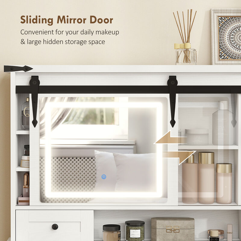 Hivvago Makeup Vanity Table with Mirror, Lights and Stool image number 6