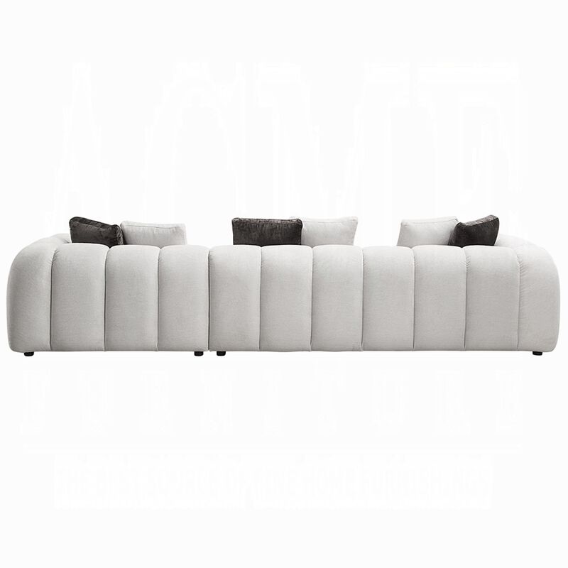 Nela Sectional Sofa, 8 Throw Pillows, Ivory White Linen, 145 Inch image number 4