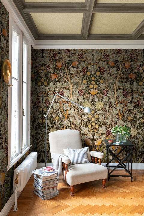 Vine Embroidery Green Wall Mural