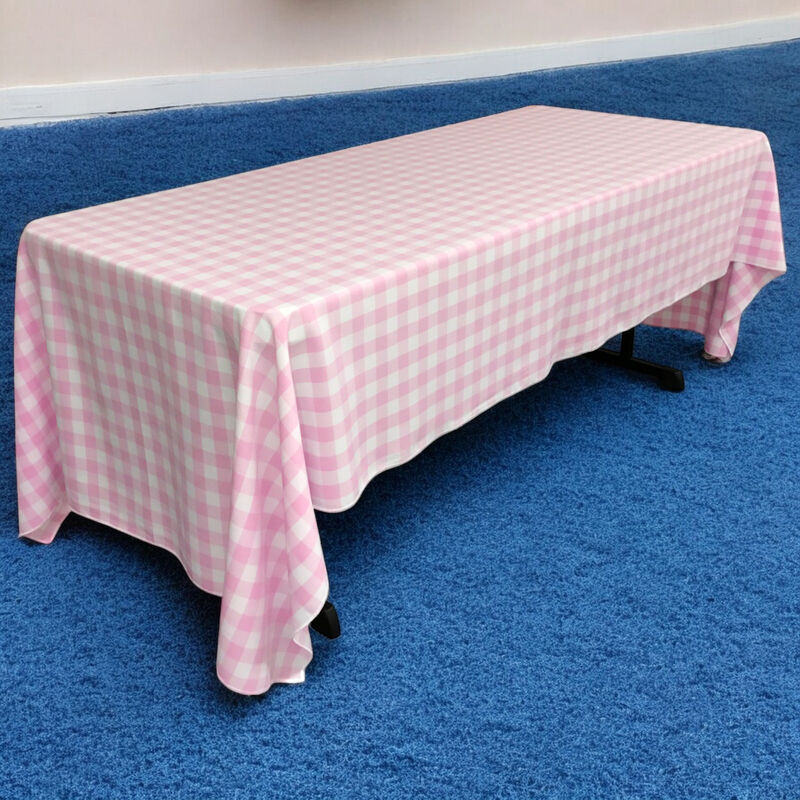 Checkered Polyester Rectangular Tablecloth 60x120 Inch for Large Dining Tables image number 1