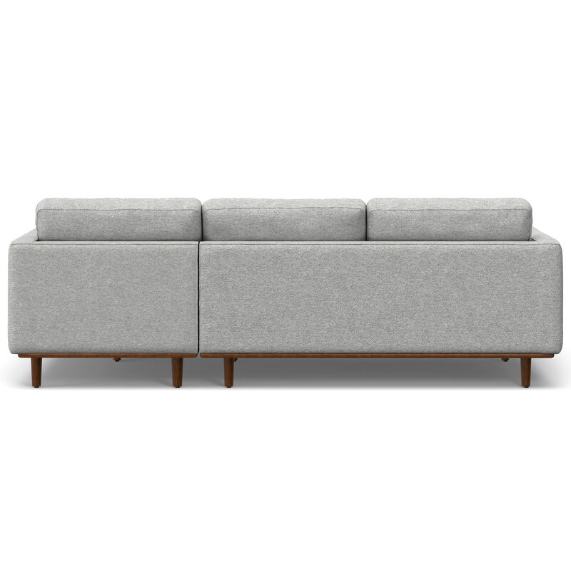 Morrison Mid Century Right Sectional 102 inch Wide Sofa Sectional in Mist Grey Tightly Woven Performance Fabric
