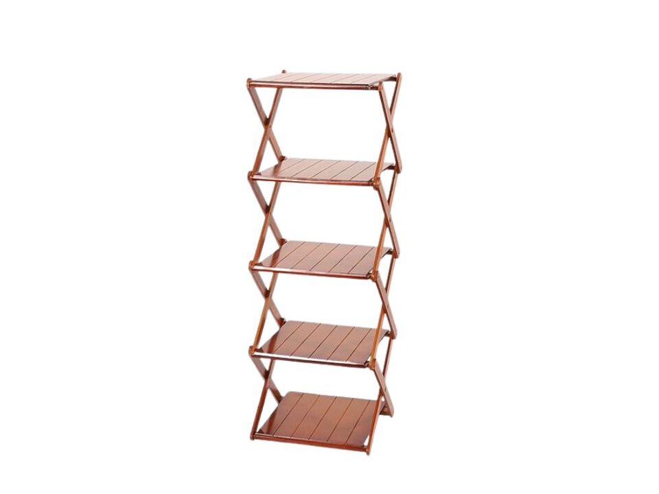 Entryway Bamboo Shoe Organizer 5 Tier Space Saving Walnut Rack