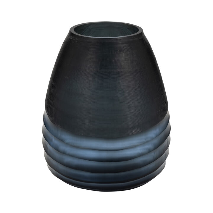 Glass 11" Etched Vase, Blue