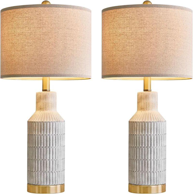 ShipItFurniture 25-Inch White-Washed Ceramic Table Lamps, Set of 2 image number 0