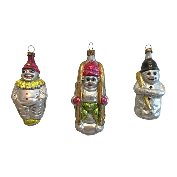 Nostalgie Home Decorative Ornament - Assorted Glass Figures - Set of 3 - 4.5"H x 2"W x 1.25"D