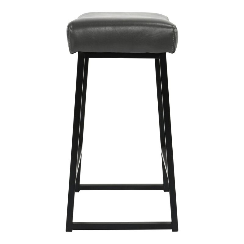 26 Inch Backless Counter Stool with Leatherette Seat, Set of 2, Gray