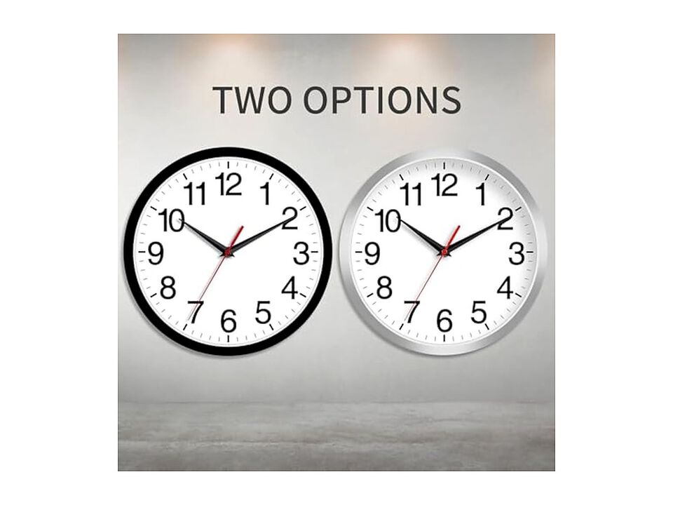 Black Wall Clock 8 Inch Silent Non Ticking Modern Battery Operated