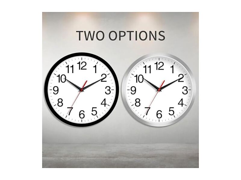 Black Wall Clock 8 Inch Silent Non Ticking Modern Battery Operated image number 1