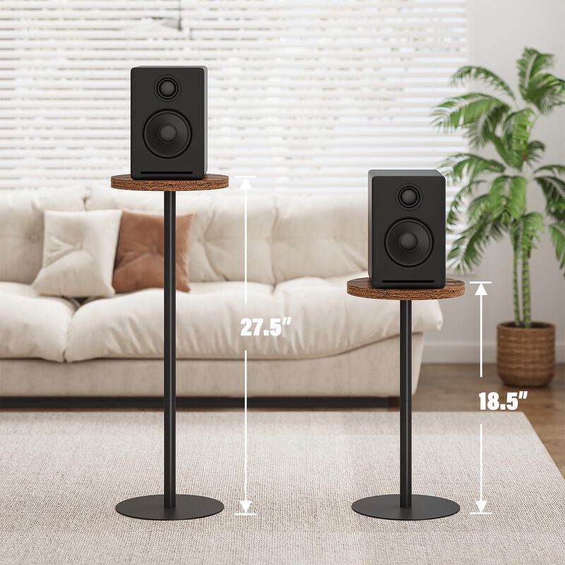 TUTOTAK Tall Round Side Table, Small End Table, Set of 2, Beside Table, Drink Table, Pedestal Side Table, livingroom, Brown TB01