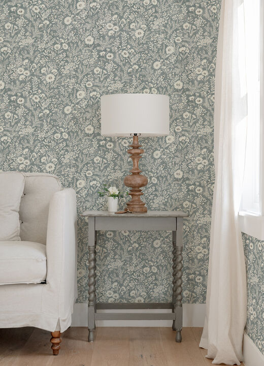 Agathon Blue Floral Wallpaper