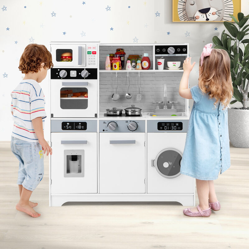 Pretend Play Kitchen Toy Set with Accessory Playset Real Lights & Sounds for Interactive Fun