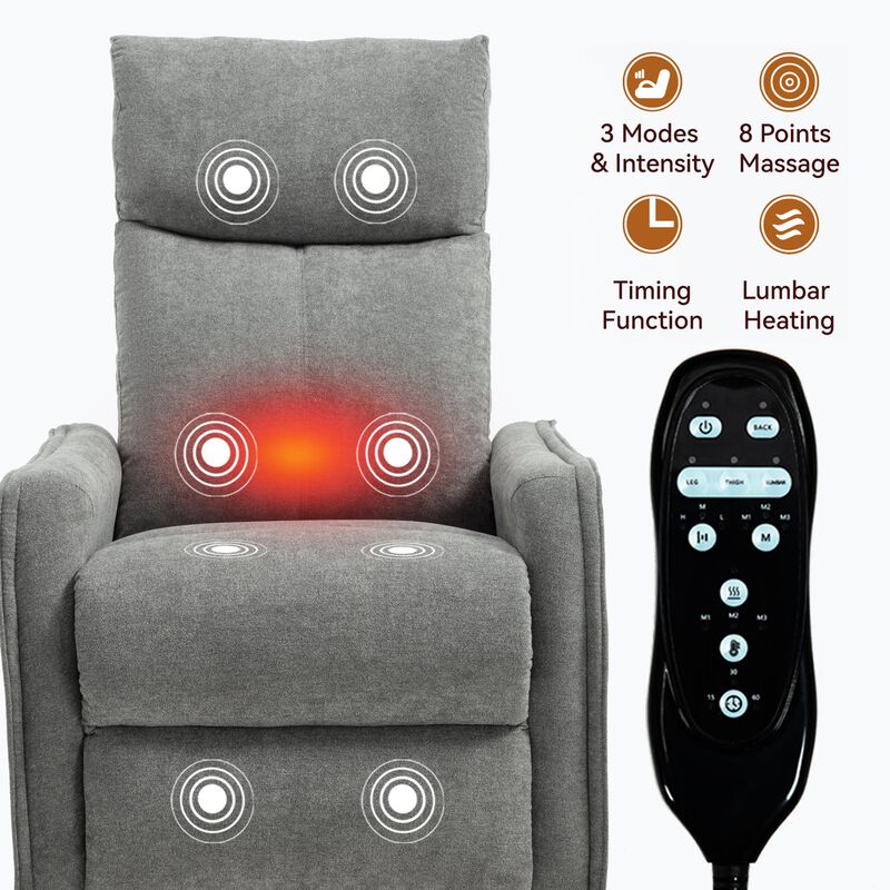 Manual Recliner Chair with Heat and Massage, Rocker and Swivel Chair in Fabric for Living Room image number 3