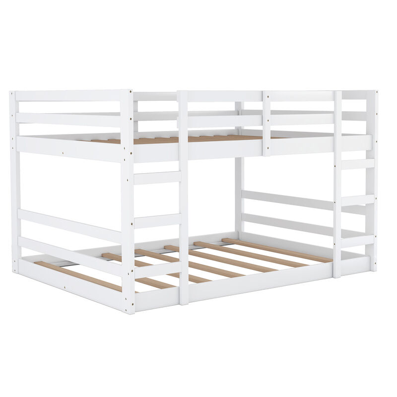 Whisen 77.4"x42.4" Twin Over Twin Bunk Bed, Solid Wood with Ladder for Kids Bedroom image number 5