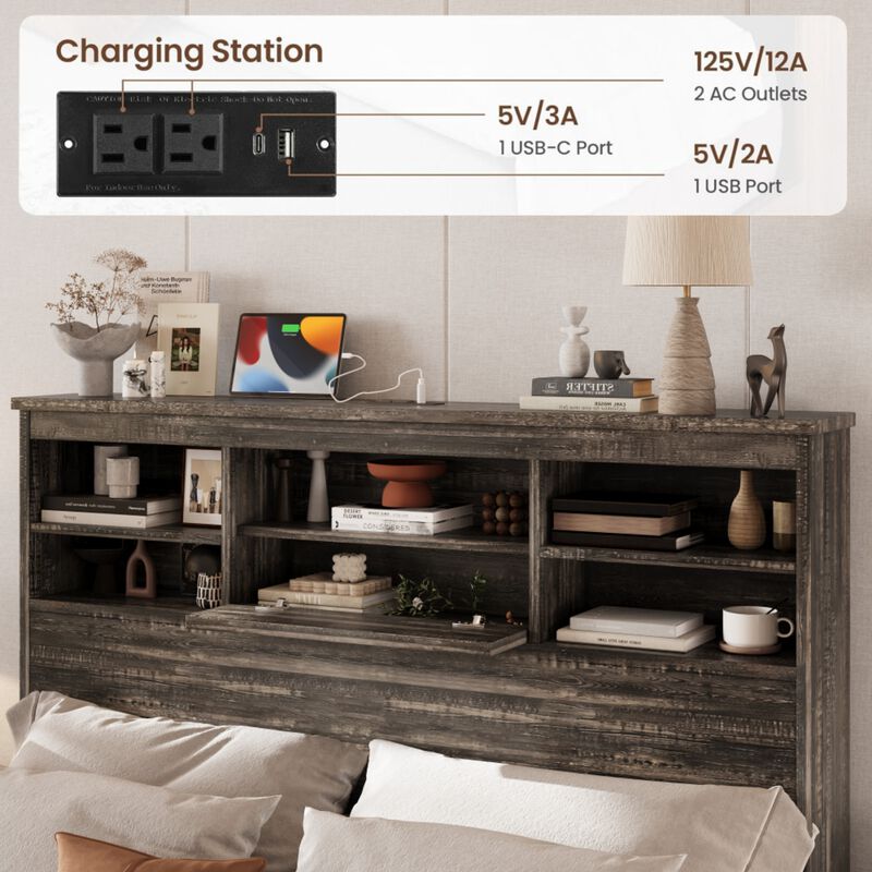 Bursir 4‑Piece Queen Bedroom Set Charging Station Storage Headboard image number 3