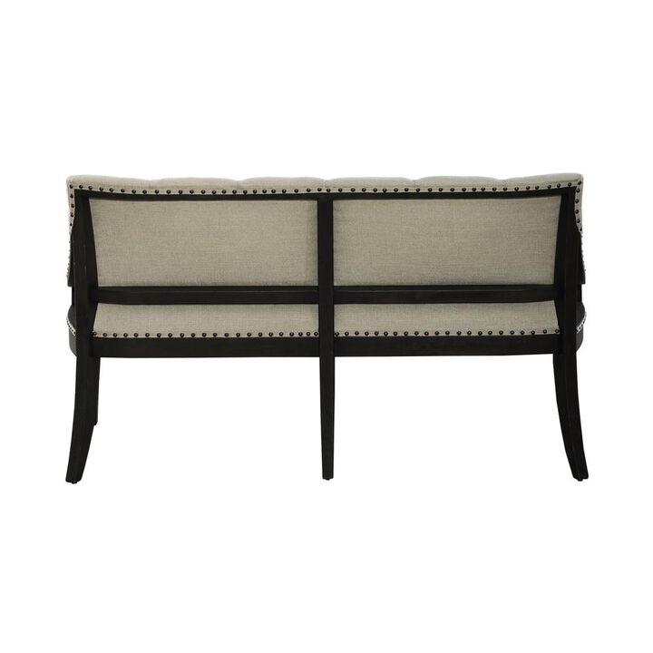 Liberty Furniture Americana Farmhouse Upholstered Shelter Dining Bench- Black in Dusty Taupe