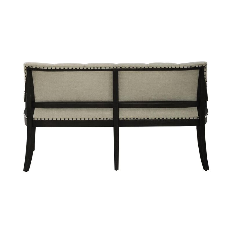 Liberty Furniture Americana Farmhouse Upholstered Shelter Dining Bench- Black in Dusty Taupe image number 1