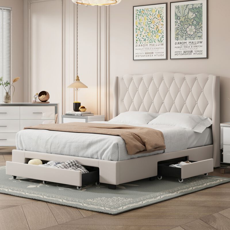 Merax Upholstered Platform Bed Upholstered Platform Bed, No Box Spring Needed