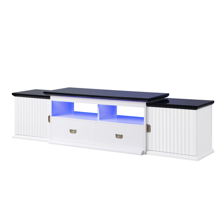 Barend TV Stand w/LED, White & Black High Gloss Finish LV00999