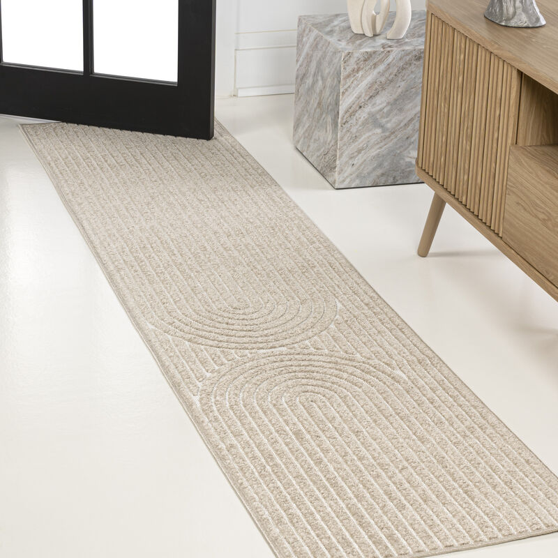 Sofia MidCentury Modern Arch Stripe Two-Tone High-Low Indoor Area Rug