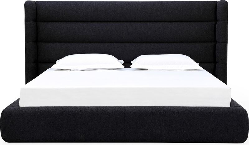 Frank King-size Upholstered Wingback Platform Bed in Ember Boucle