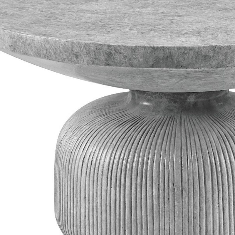Hivvago 30 Inch Gray Cement Round Pedestal Coffee Table